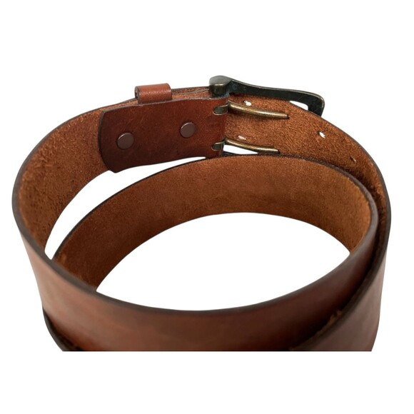 Harness Cowhide 2 Prong Brown Leather Belt   Unisex Size 36  Men's Women's - Picture 9 of 14